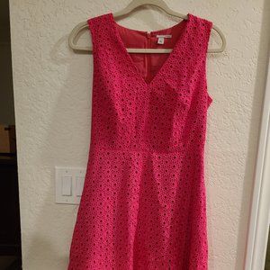 EUC Sexy Halogen Bright Pink Textured Overlay Dres